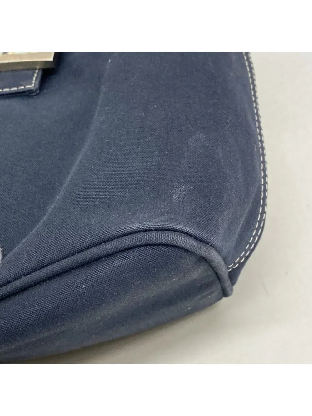 Fendi Handbag Canvas Navy Silver